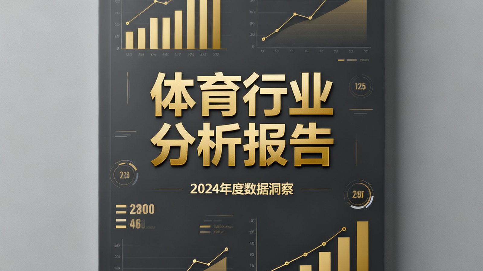 一份精美的体育行业分析报告封面，图表和数字交织呈现，深色背景上金色标题醒目，体现出专业性和数据驱动的特点。